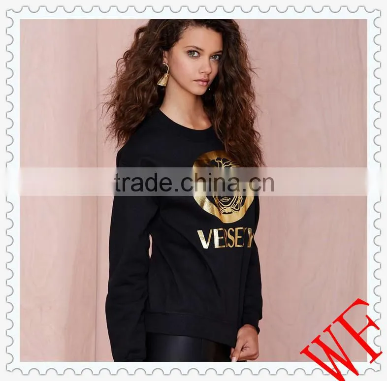 2014 alibaba China Cotton/Polyester Fashion women hoody black pullover girl hoody