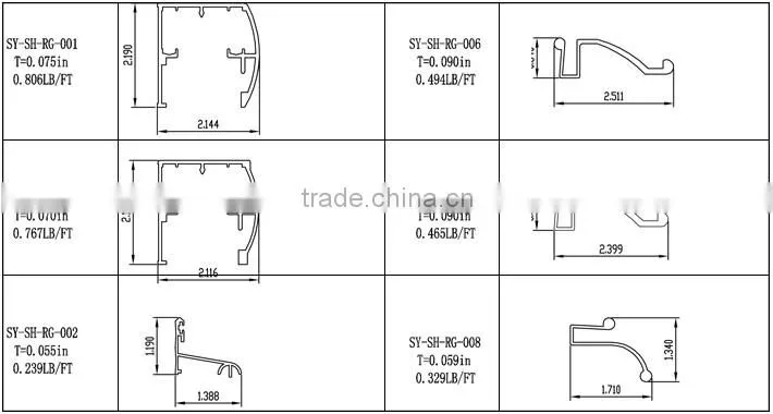 ISO9001 standard high quality aluminum profile for glass shower door