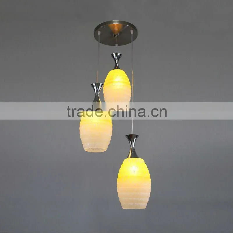 3 heads pendant light E27 with LED and crystal