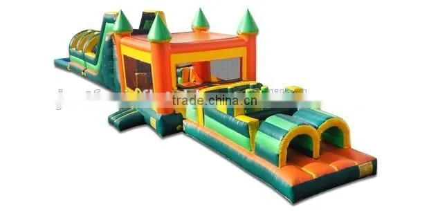78ft long children inflatable slide obstacle game slide combo for sale