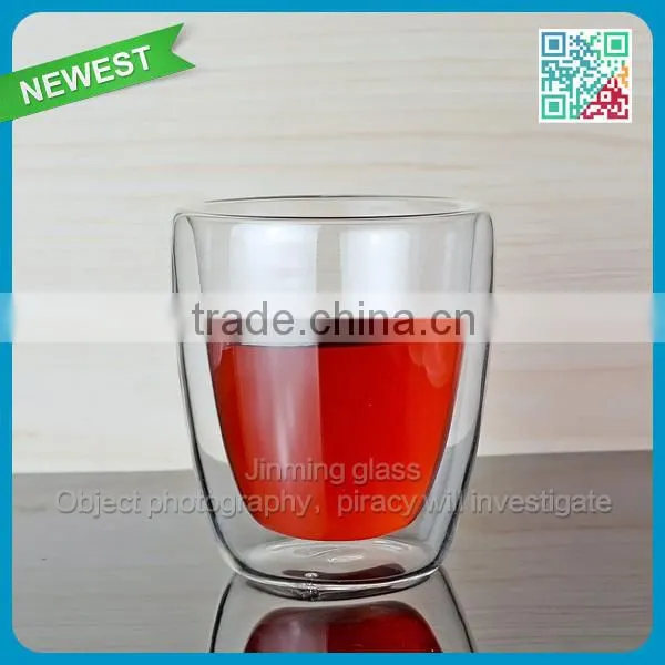 2015 Newest double wall tea cups glass high quality glass coffee cup