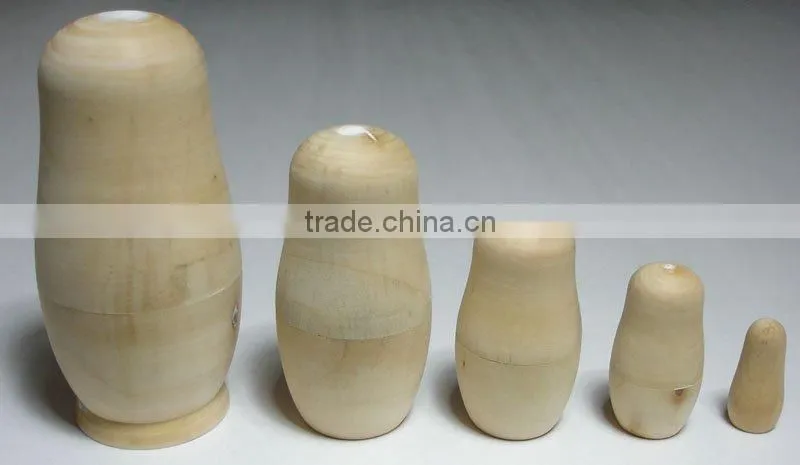 Unpainted gifts Nesting Dolls 5pcs set Blank Matryoshka Matreshka wooden