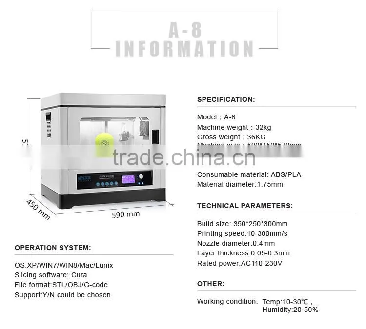 2015 updated metal frame imprimante 3d printer complete build 3d printing machine rapid prototype