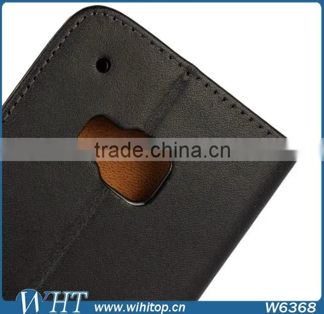 Wholesale Genuine Leather Case for HTC One M9, with Money Slot and Stand