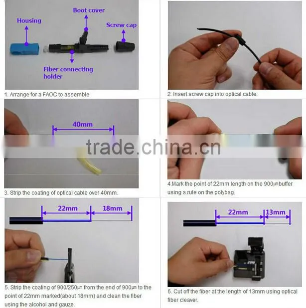 FTTH Fiber Optical SC SM Fast Connector for Fiber Optic Field Assembly
