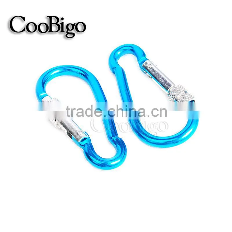 Multi-Color Aluminum Spring Locking Carabiner Snap Hook Keychain Hiking Camping #FLQ188-7C(Mix-s)