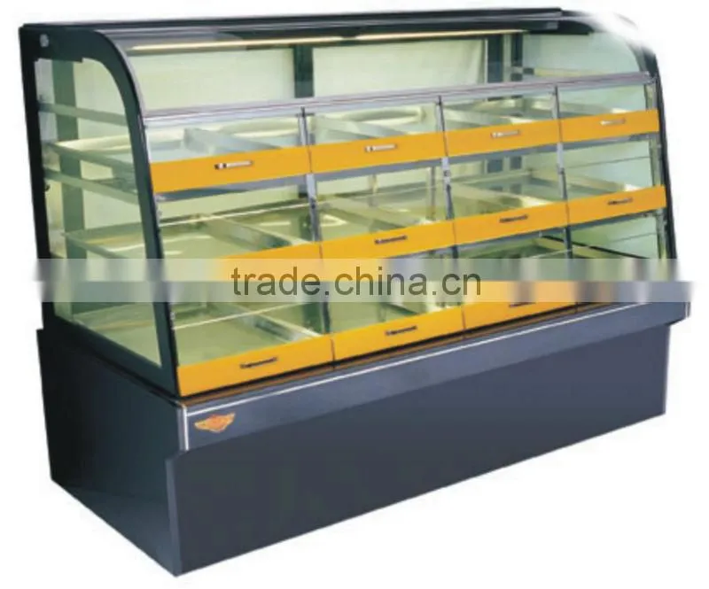 High quality fan cooling display cabinet and showcase for cake moderate temperature
