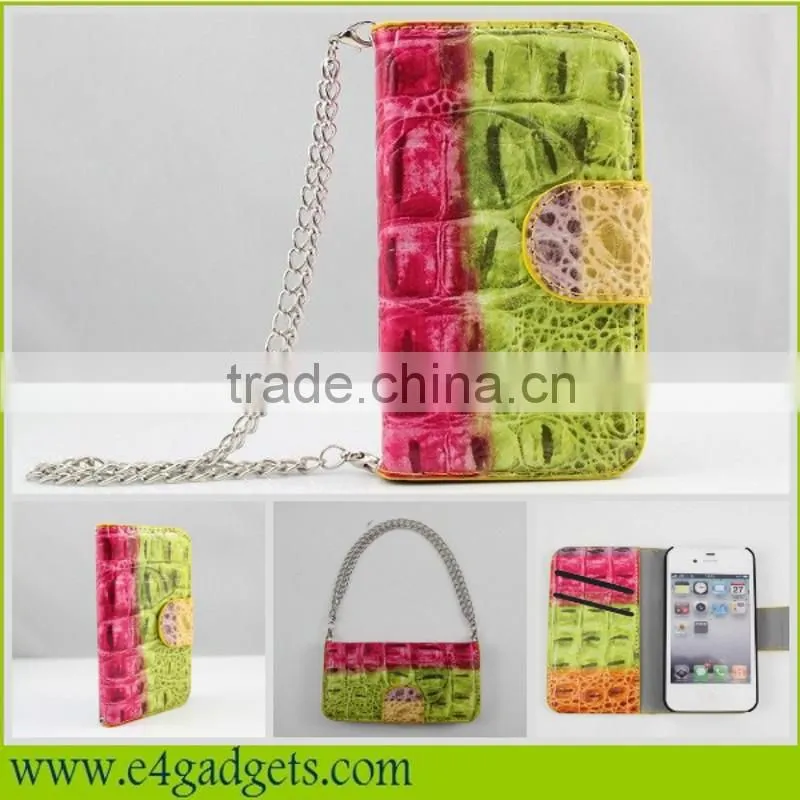 2014 New products colorful Crocodile PU handbag phone case for iphone 5S,for Apple iphone 5S handbag case China manufacturer