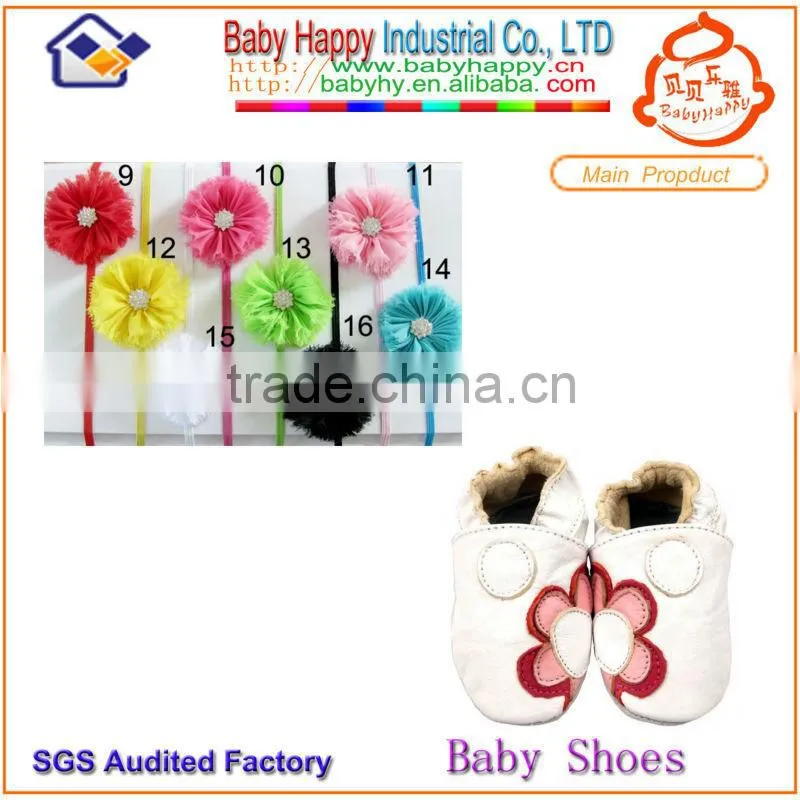 headband and genuine soft leather baby shoes