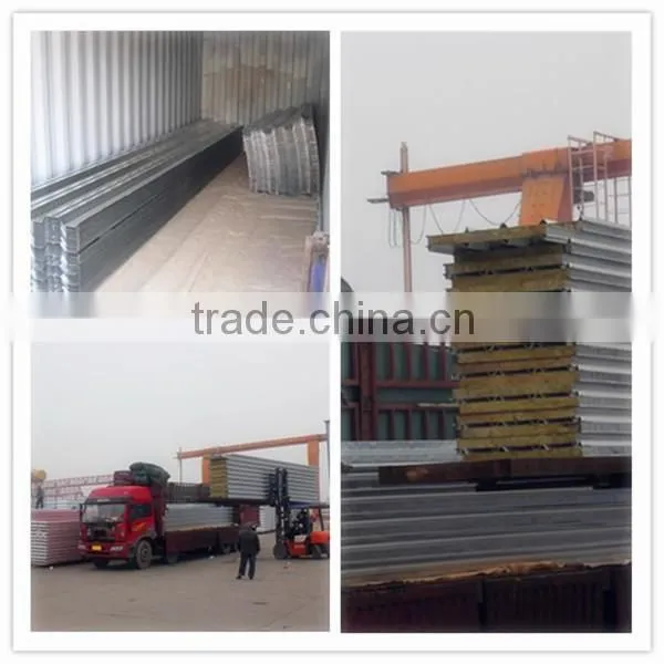 Prefab house building material EPS and rock wool sandwich panel