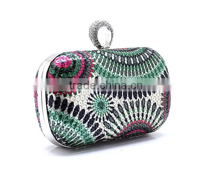 Fashion Eye of the angel lady aluminum box sequin clutch evening bags