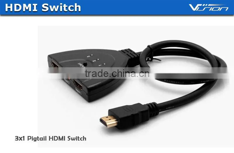 3 Port 1080p Hdmi Auto Switch Splitter Switcher HUB Box Cable LCD Hdtv