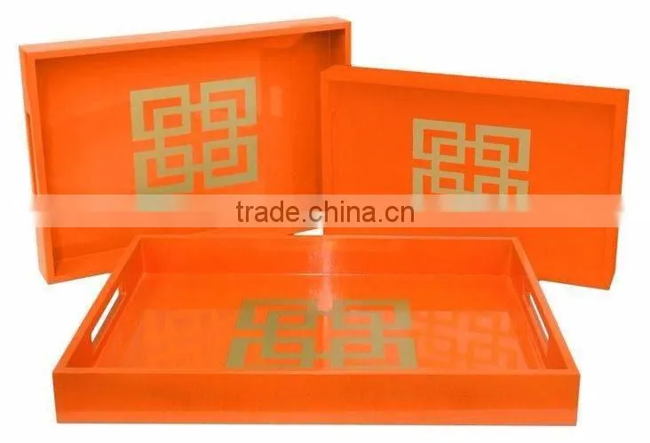 High quality best selling rectangle lacquer serving tray wood