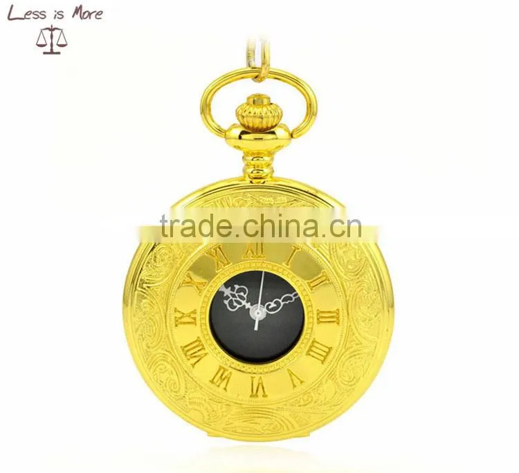 Fashion retro Roman gold necklace watch pocket watch gold plated