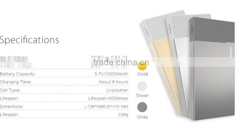 Dual USB Portable 10000mAh battery charger back up powerbank, Quick Charge fast charging