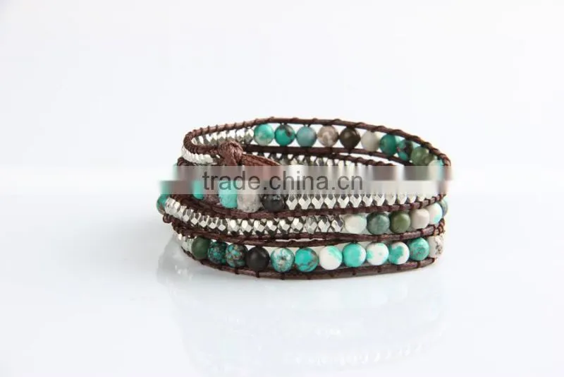Pure natural turquoise paragraphs female winding bracelet for men and women lovers in Tibet