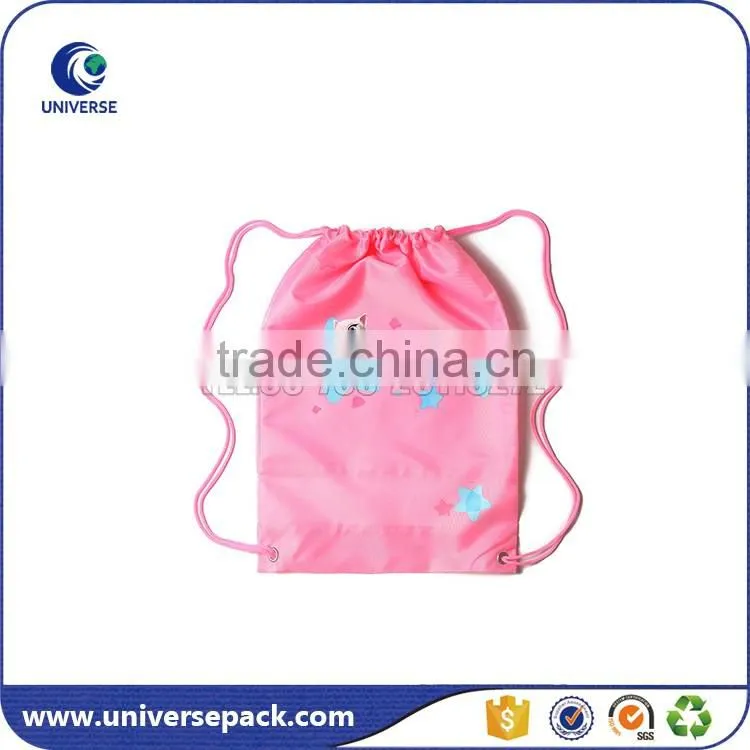 blue string backpack bag with custom silk-screen