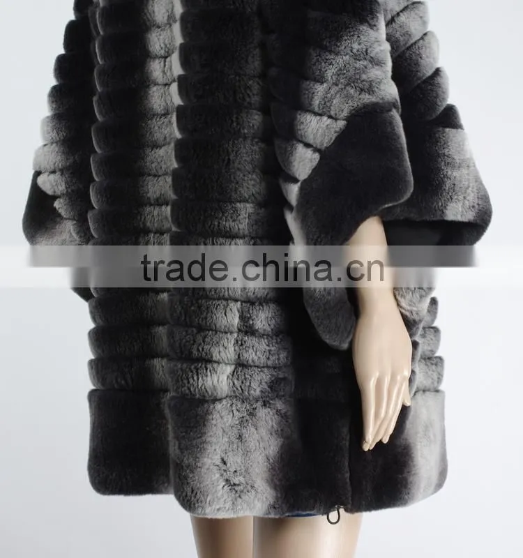 Chinchilla fur coat women poncho coat KZ150069