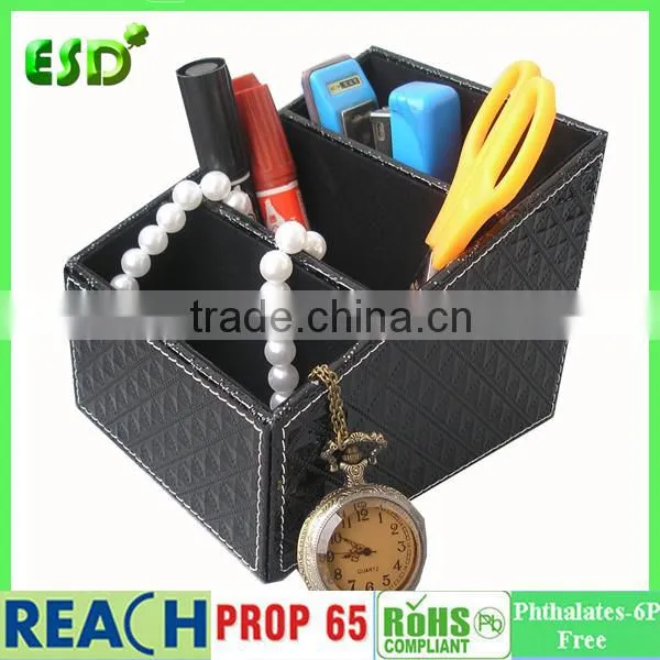 PU Leather Desktop Storage Box for Remote Control Mobile Phone Cosmetics Office Supplies Holder Collection Desk Organizer