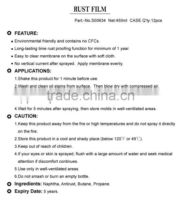 SPODIN Anti Rust Spray Anti Rust Coating Rust Remover Anti Rust Lubricant Spray