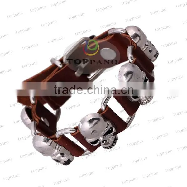 new design stainless steel rivet adjustable braided leather bracelet colorful leather bracelet