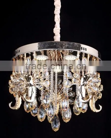 WD-6817PA Champagne Gold K9 Grace Peacock Crystal Pendant Light