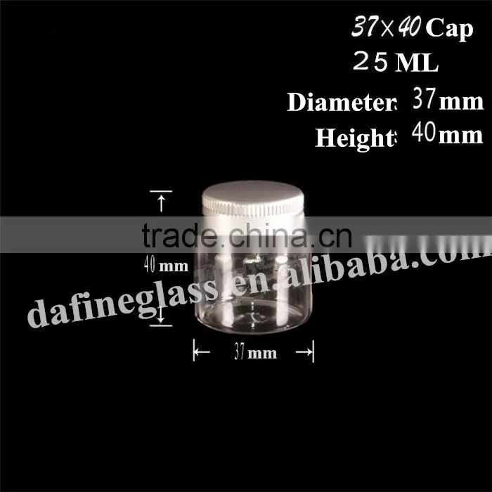 Pop mini transparent glass phial sealed cans Medical capsule bottle Loves candy food bottles with screw lid
