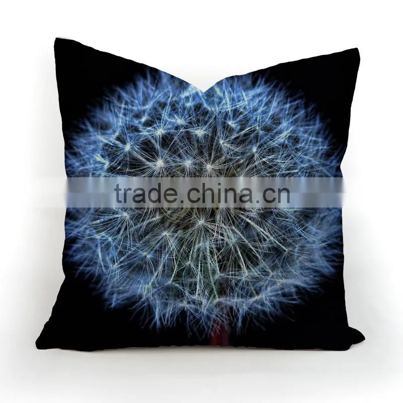 Plain linen/cotton dandelion design print sofa decor pillow case