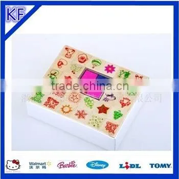 wooden stamp set with ink pad for children
