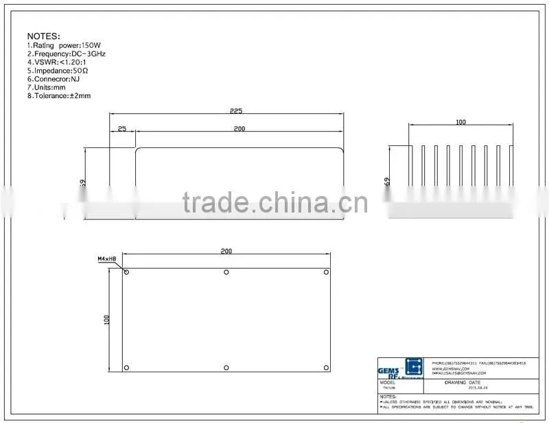 150W RF Coaxial Terminations Coaxial terminal