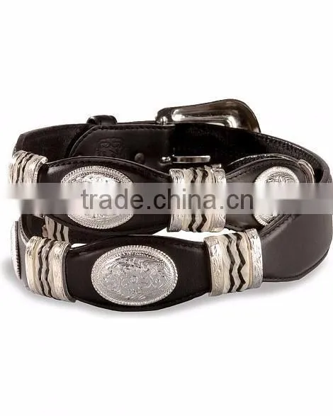 concho studded 100% genuine leather men's scalloped leather belts