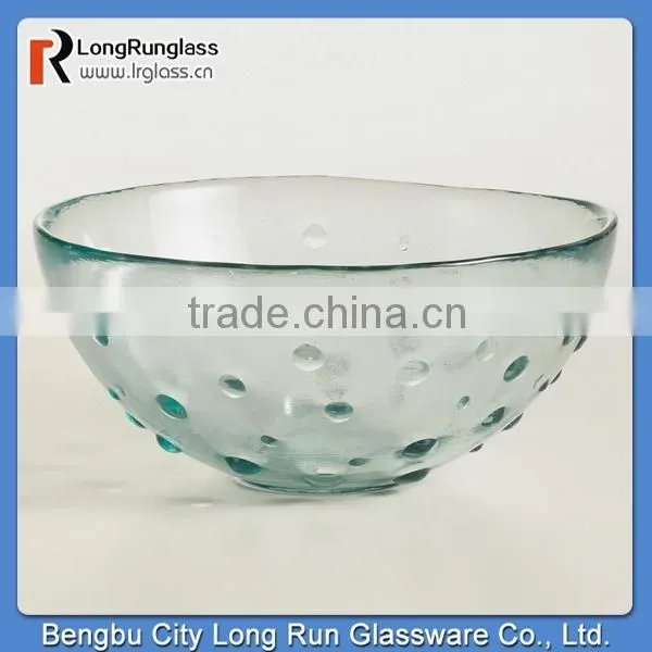 LongRun Fancy Recycled Green Dot Bowls Hand Made Funny Glassware Wholesale