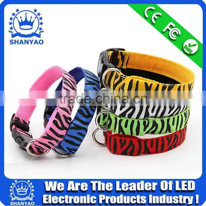 Wholesale LED Yellow Braided Nylon Choke Collar For Dog