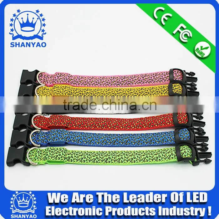 2016 Hot Selling Christmas led pet collar with Leopard