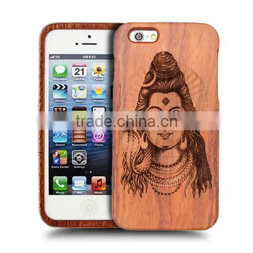 Good hand feeling Universal HOLY Engraving real rose wood two parts mobile cover for Iphone 6