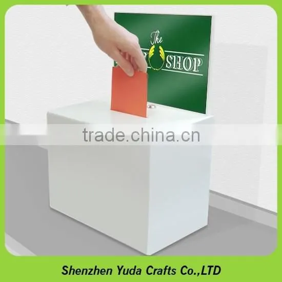 elegant white acrylic donation box with brochure holder high quality wholesale price