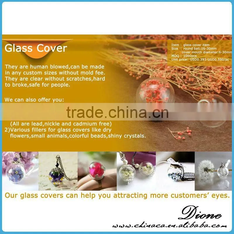 Alibaba hot selling creative Romantic glass cover dandelion seed necklace