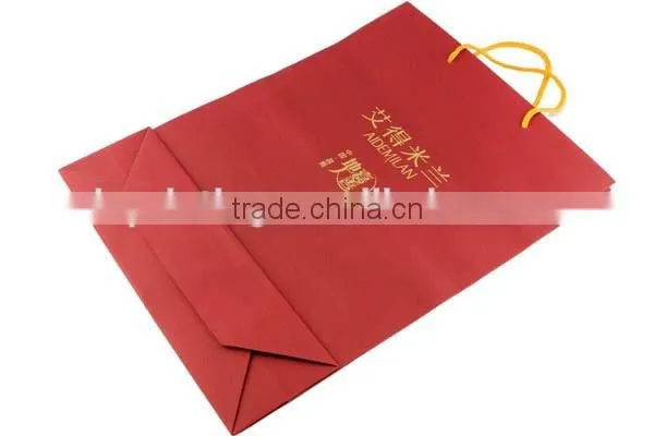 Custom fashionable paper shopping bag/ paper shopping bag with ribbon/ paper shopping bag with ribbon handle wholesale