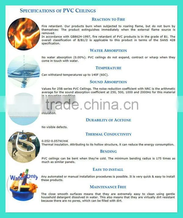 2016 new arrival Colombia 30cm*9mm pvc ceilings pvc panel techo de pvc Panel de pvc for decoration