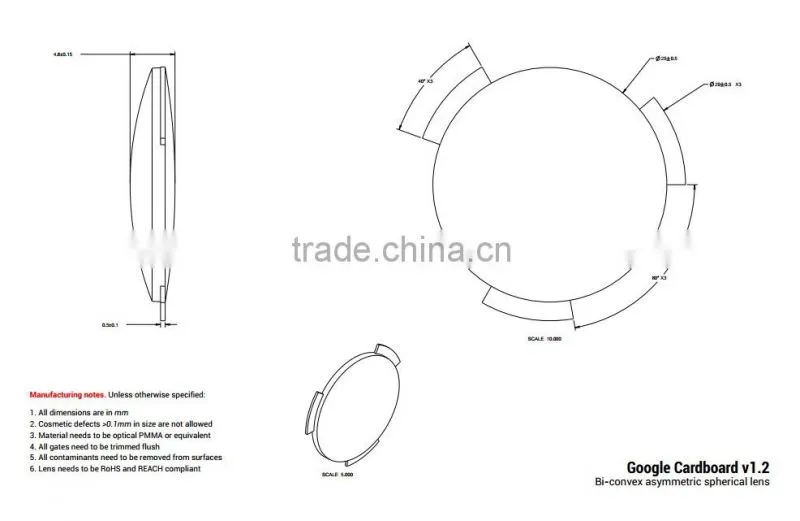 wholesale 25 mm diameter magnifying glass with step google carboard biconvex lenses acrylic lenses