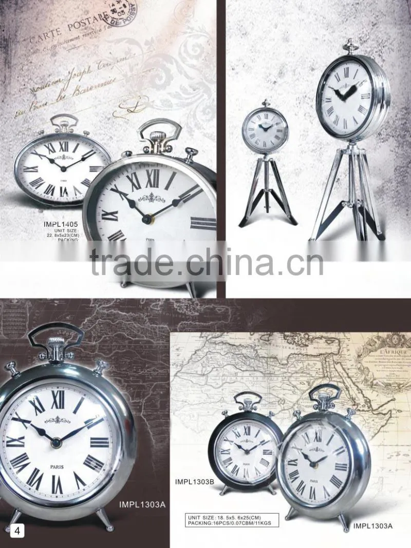 Unique Design Antique Desk Clock Decorative Table Metal Clock