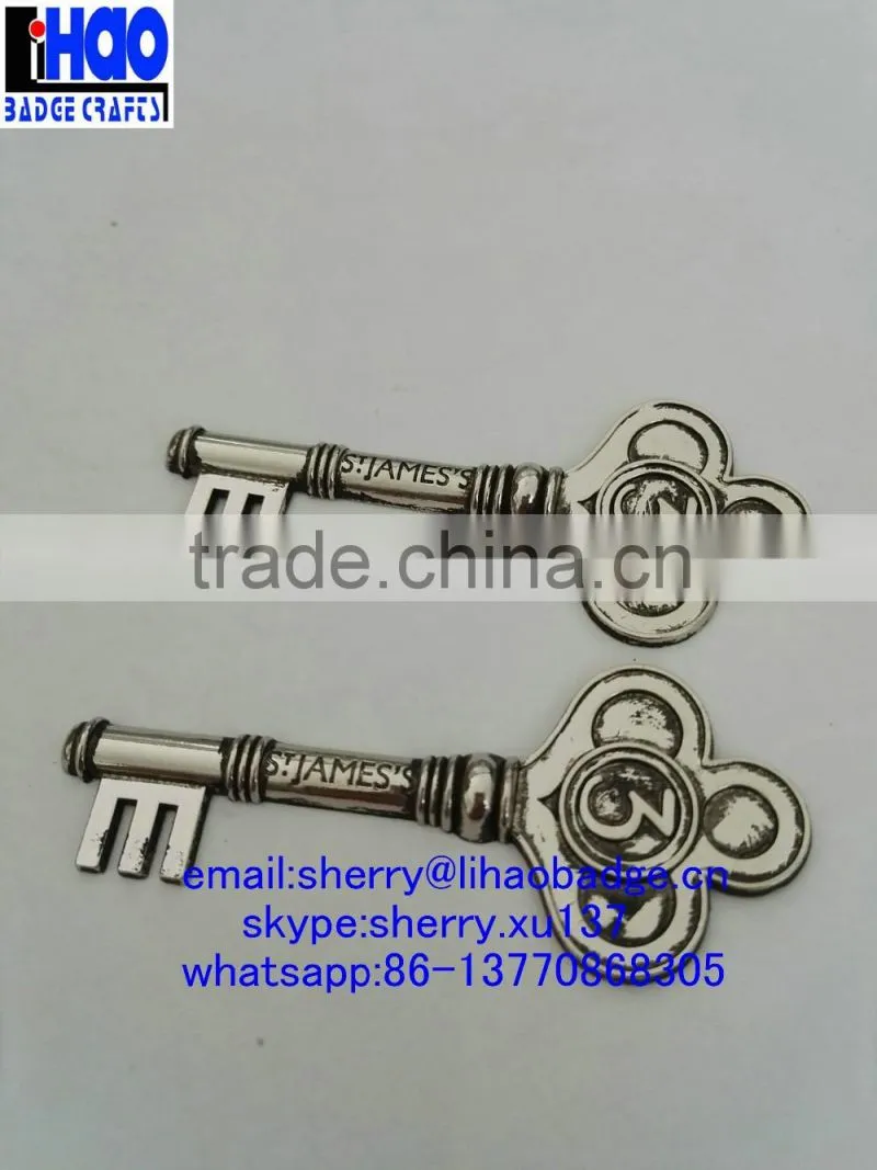 souvenir metal antique color key,zinc alloy die casting key shape tag