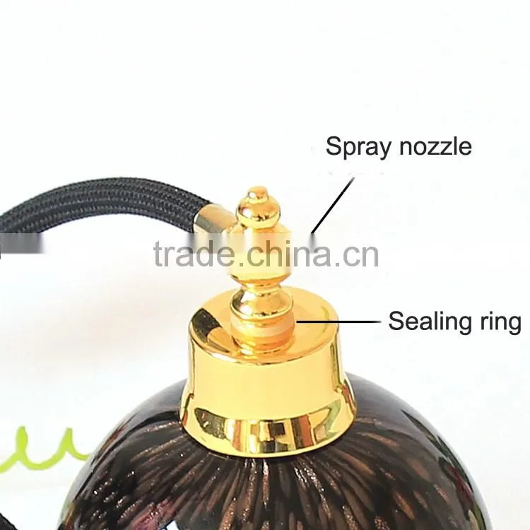 OUBOAO Handmade Luxury Airbag Glass Black Perfume Bottle , Screw Cap Repeatable Use Empty Perfume Bottle