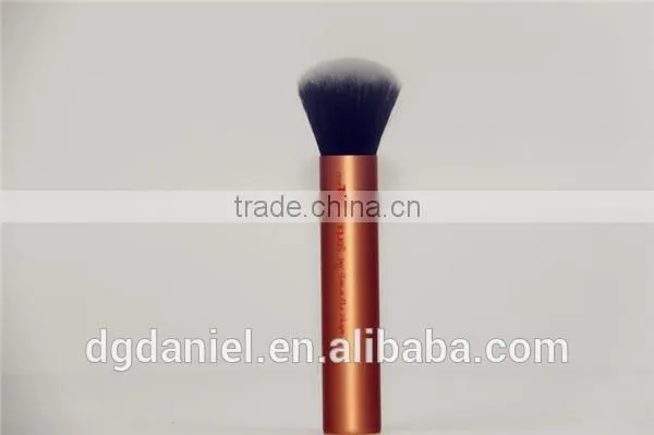gold color kabuki brush with long handle powder brush Aluminum cylinder handlebrushed aluminum cosmetic brush