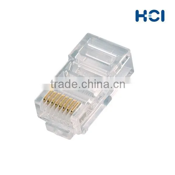 Taiwan Supplier RJ45 8P8C Cat5e UTP Gold Plated Modular Plug for Stranded and Solid Cable