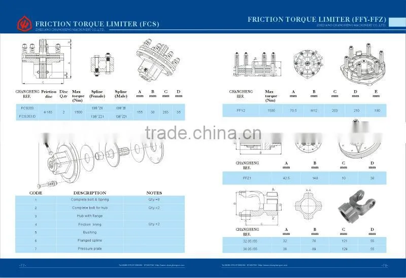 PTO shaft Ratchet clutch for Agricultural machines