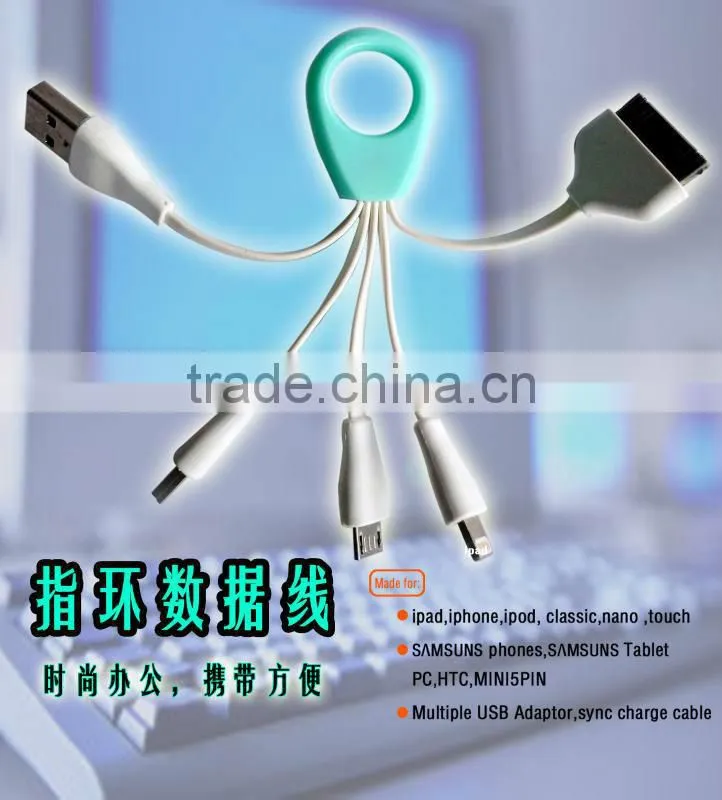 4-in-1 ring data cable creative for ipone4/4s ipone5/5c/5s /S4/S3/NOT3