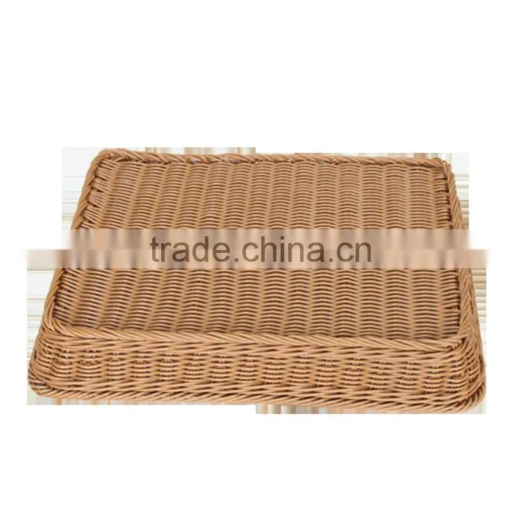 S&D wholesale brown plastic rattan wedding fruit basket decoration