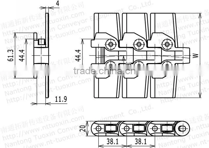 RT114 Thermoplastic Conveyor Chains