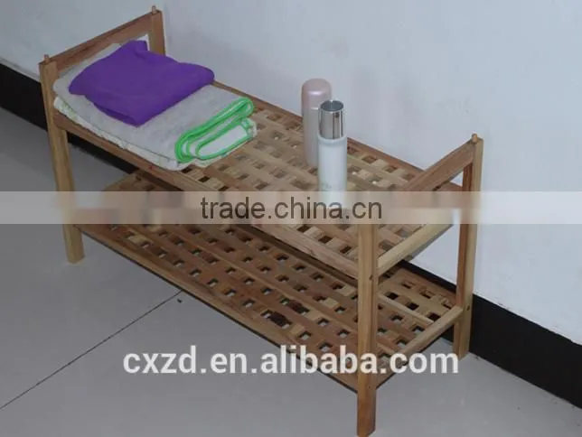 modern style simple design two-tier walnut shoe rack